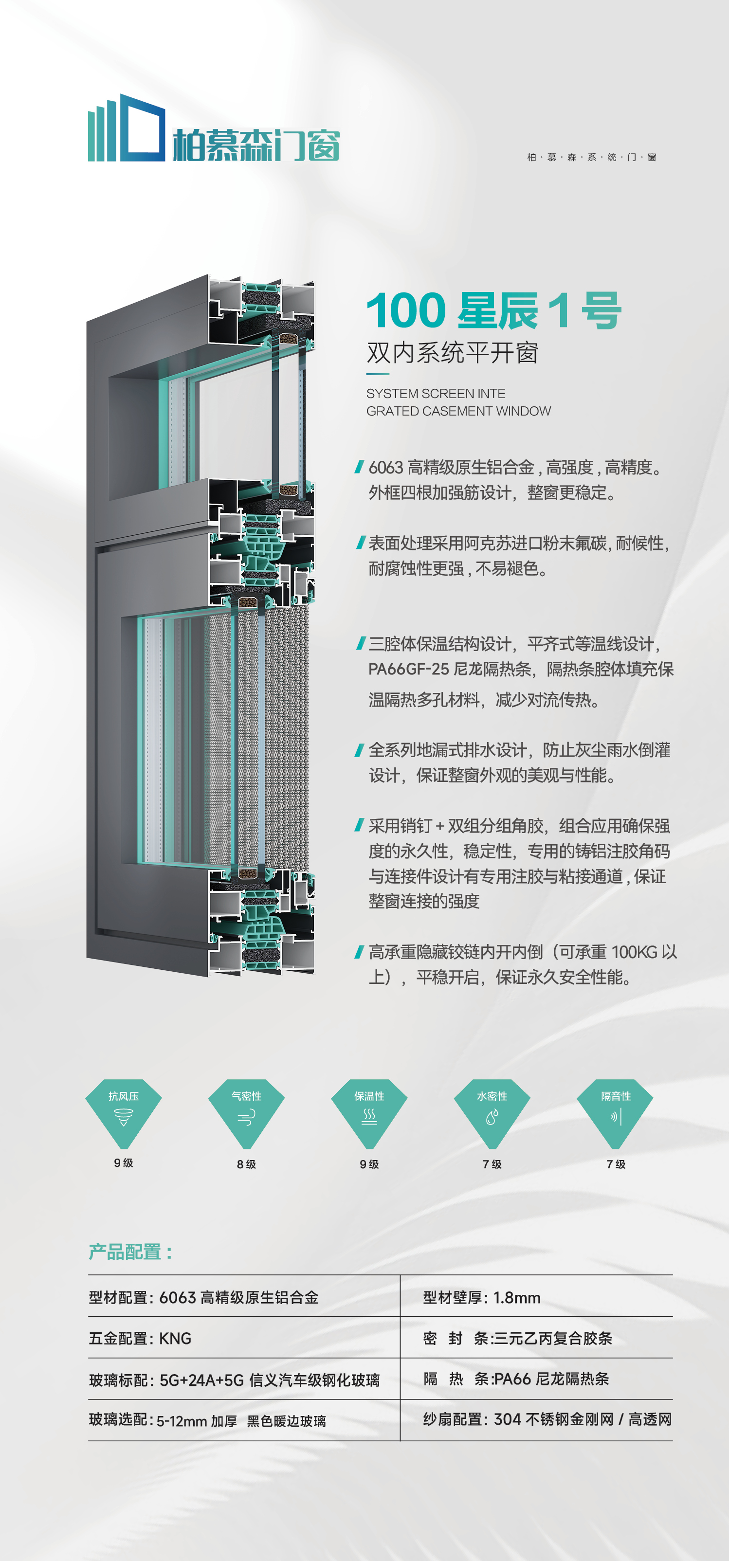 100星辰1號(hào)雙內(nèi)系統(tǒng)平開(kāi)窗
